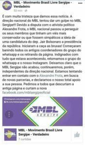 MBL Sergipe diz que MBL nacional está perseguindo membros conservadores 21