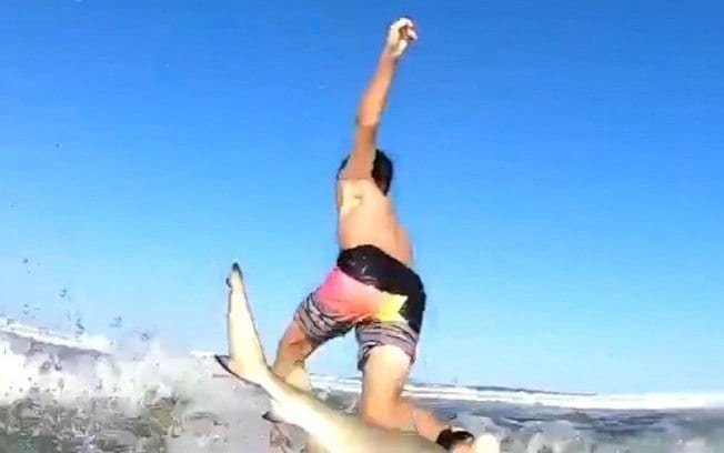 Surfista só descobriu que havia sido derrubado por tubarão ao olhar as imagens gravadas