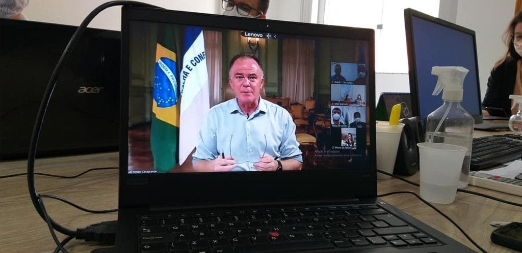Reunião virtual com o Governador do Estado Renato Casagrande, através do programa SAMU PARA TODOS