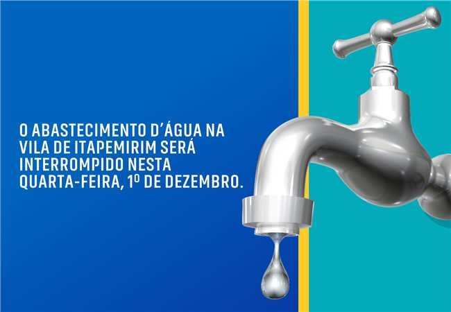 Abastecimento de água na Vila de Itapemirim será interrompido nesta quarta-feira (1)