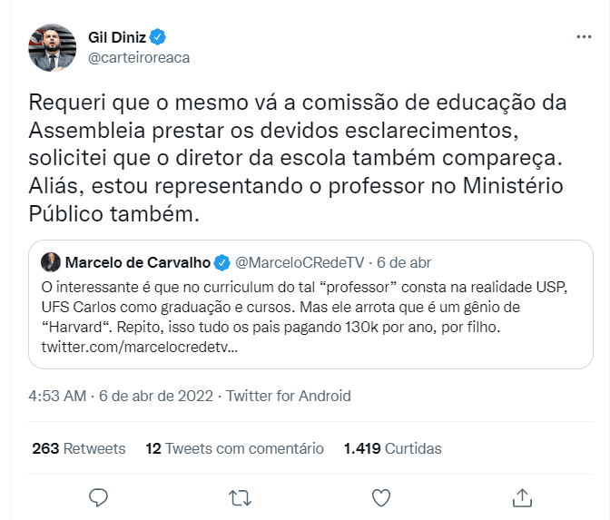 Deputados acionam a Justiça contra professor da Avenues