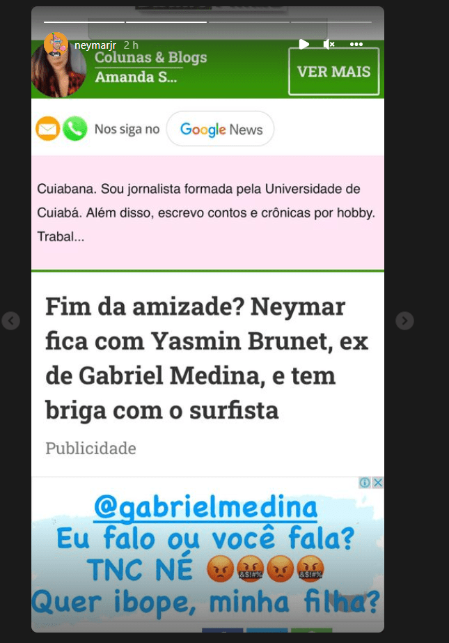 Neymar nega caso com Yasmin e briga com Gabriel Medina
