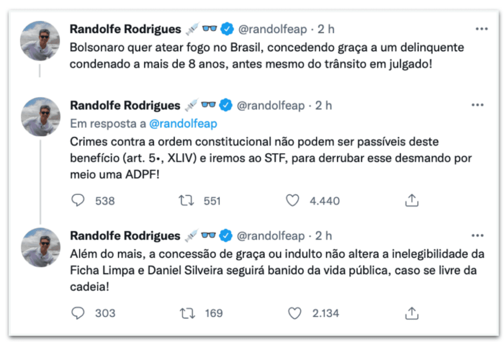 Randolfe vai ao STF para derrubar perdão de Bolsonaro a Silveira