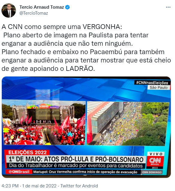 Assessor de Bolsonaro denuncia CNN por “enganar” público ao mostrar atos em SP