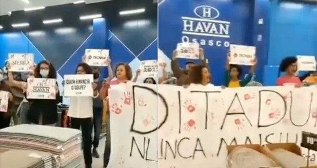 Militantes do PSOL invadem Havan em protesto contra Hang