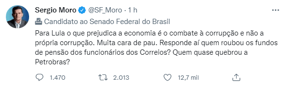 Sergio Moro assiste ao debate e desmente Lula: “Cara de pau”