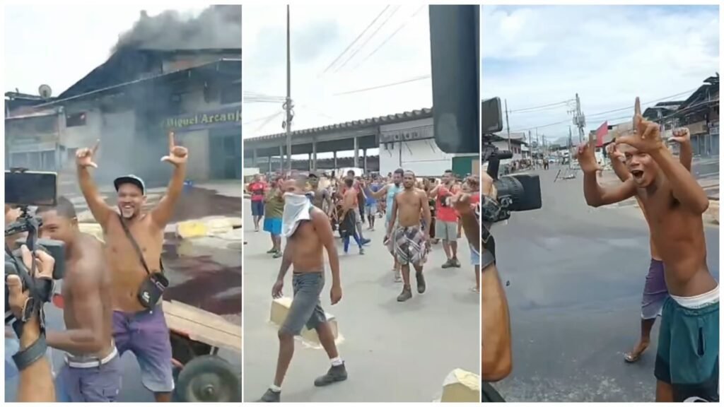 Vídeo: Homens que saquearam o Ceasa do Rio fazem o L de Lula
