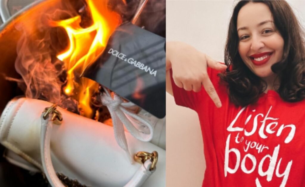 Influenciadora queima peças da Dolce & Gabbana em protesto