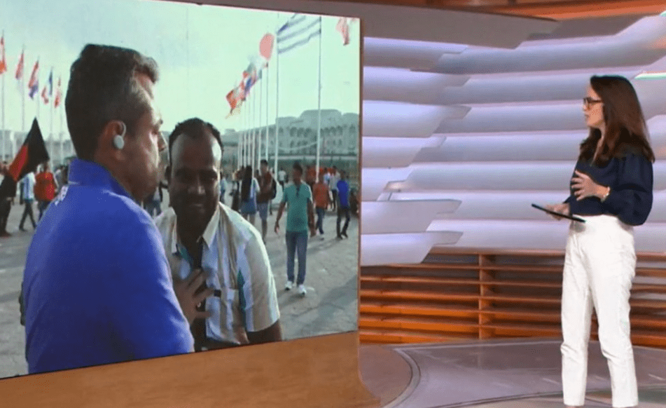 Repórter da Globo empurra torcedor no Catar ao vivo e assusta âncora