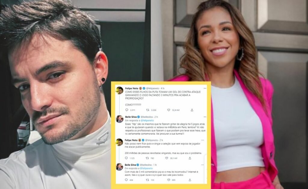 Felipe Neto e esposa de Thiago Silva discutem no Twitter