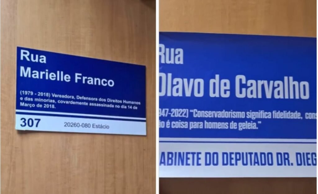 Deputado troca placa de Marielle pela de Olavo de Carvalho na BA