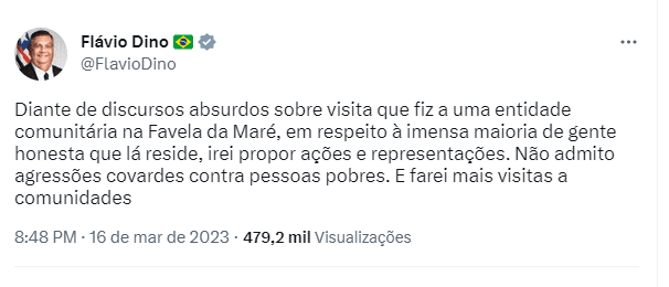 Dino quer processar Eduardo Bolsonaro por fala sobre a Maré