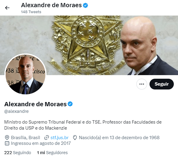 Twitter mantém selo de Moraes; ministro nega assinatura